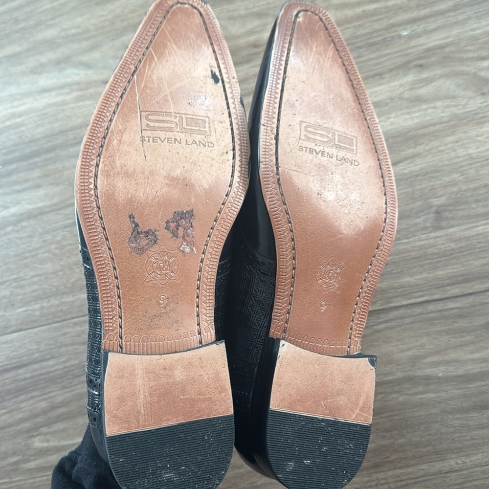 Steven Land Black Leather Oxford Shoes - Picture 4 of 6